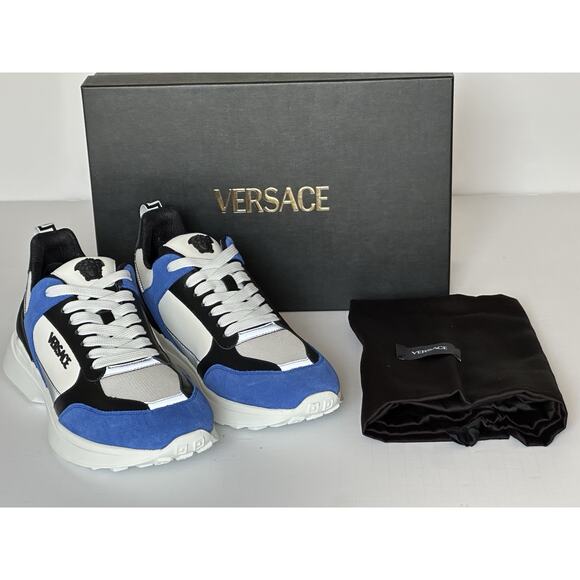 Versace Medusa Men’s White/Black/Blue Sneakers 12 US (45 Eu) 1011942 IT NIB $825 main image 12